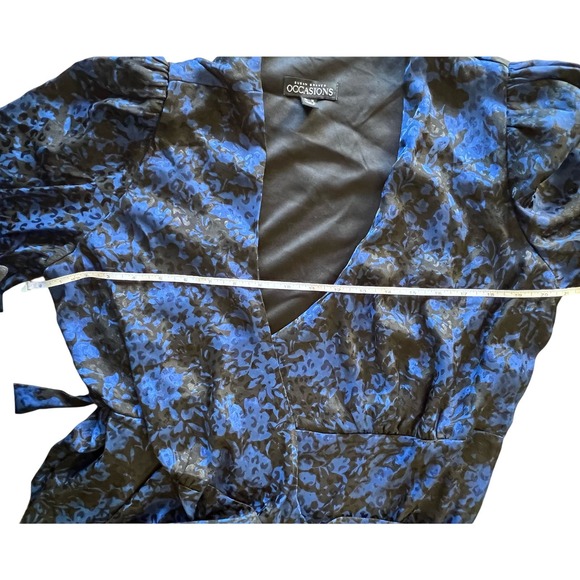 Susan Graver Occasions Reg Printed Woven Jacquard Wrap Dress NWOT BLue Size M - Picture 8 of 8